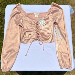 Tie Corset like crop top with long sleeves